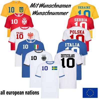 Fußball Handball Sport Fun Trikot EM WM Shirt EU Europa Länder Deutschland Italy