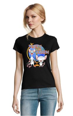 Blondie & Brownie Damen Fun Shirt Pinky And Brain Weltherrschaft Cartoon Comic