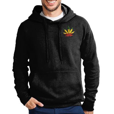 Blondie & Brownie Herren Hoodie Pullover Cannabis Reggae Stick Patch Weed Bob