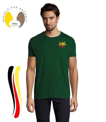 Blondie & Brownie Herren Shirt Cannabis Reggae Stick Patch Weed Bob Marley 420