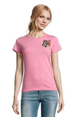 Blondie & Brownie Damen Fun Shirt Jerry Tom Maus Patch Stick Katze Cartoon Serie