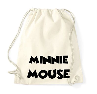 Blondie & Brownie Baumwoll Turnbeutel Tasche Minnie Mouse Schrift Mickey Mini