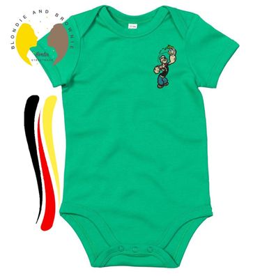 Blondie & Brownie Baby Strampler Body Shirt Popeye Stick Spinat Stark Seemann