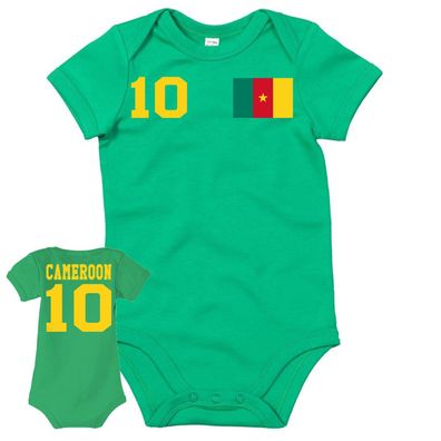 Fußball Baby Kinder Strampler Trikot Kamerun Cameroon Afrika Wunschname Nummer