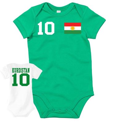 Fußball Handball Baby Kinder Strampler Trikot Kurdistan Kurde Wunschname Nummer