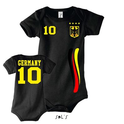Fußball EM WM Baby Fun Strampler Trikot Body Deutschland Olymp Wunschname Nummer