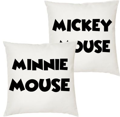 Blondie & Brownie Pärchen Kissen Set Minnie Mickey Mouse Maus Deko King Queen