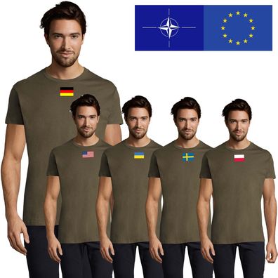 Blondie & Brownie Herren Army Armee Nationen Shirt Nato EU Peace Air Force Navy