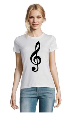 Blondie & Brownie Fun Damen Shirt Notenschlüssel Music Melodie Musik Note Schule