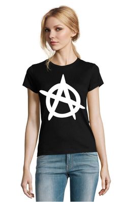 Blondie & Brownie Fun Damen Shirt Anarchy Anarchie A Antifa Anarchist Mob Demo