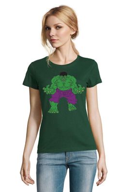 Blondie & Brownie Damen Fun Shirt Hulk Superheld Vintage Marvel Wütender Grün