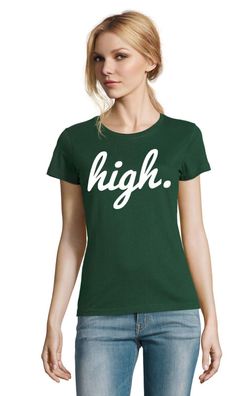 Blondie & Brownie Damen Fun Shirt Sky High Stoned Chill Bro Gras Weed 420 Raggae