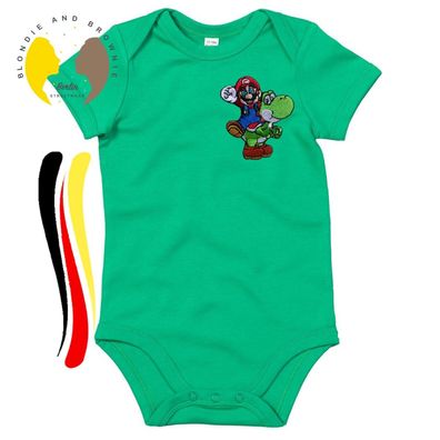 Blondie & Brownie Baby Strampler Body Shirt Mario & Yoshi Patch Stick Luigi Toad