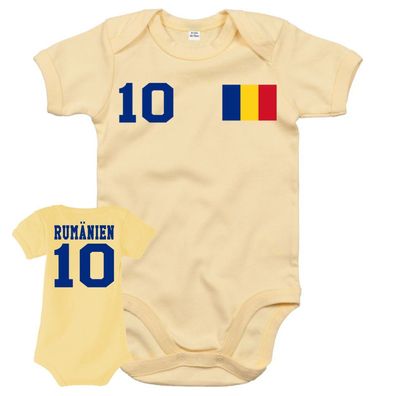 Fußball Handball Baby Kinder Strampler Trikot Rumänien Romania Wunschname Nummer