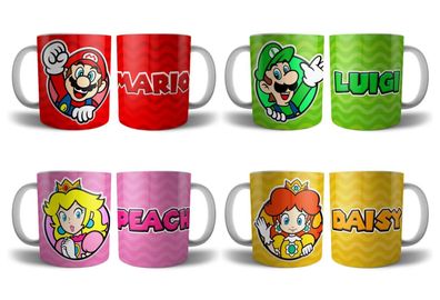Blondie & Brownie Fun Büro Kaffee Tasse Becher Mario Luigi Peach Daisy Fullprint