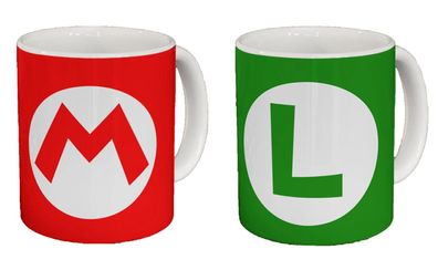 Blondie & Brownie Fun Büro Kaffee Tasse Becher Mario Luigi Logo Fullprint Yoshi