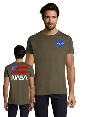 Blondie & Brownie Herren Shirt NASA USA ARMY FRONT RÜCKEN Print Elon Space Force