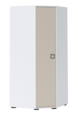 Drehtürenschrank / Eckkleiderschrank 15, Farbe: Weiß / Creme - Abmessungen: 198