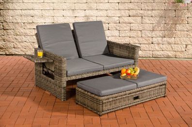 Polyrattan 2er Lounge Sofa grau meliert Gartensofa Couch Terrasse Outdoor Liege