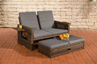Polyrattan 2er Lounge Sofa braun / grau Gartensofa Couch Terrasse Outdoor Liege