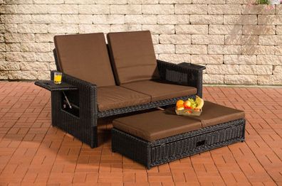 Polyrattan 2er Lounge Sofa schwarz / braun Gartensofa Couch Terrasse Outdoor NEU