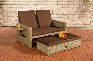 Polyrattan 2er Lounge Sofa natur/ braun Gartensofa Couch Lounge Terrasse Outdoor