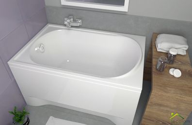 ECOLAM Badewanne 110x70 Mini Acrylwanne Schürze Füße Ablaufgarnitur Silikon GRATIS