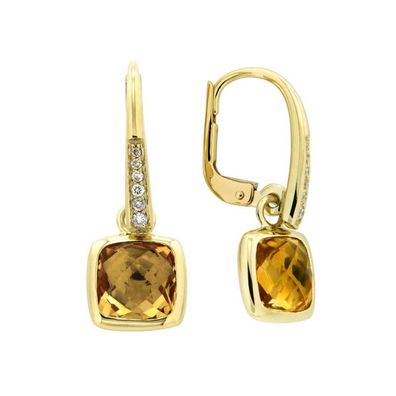 JuwelmaLux Ohrhänger 585/000 (14 Karat) Gold mit Citrin und Brillant JL34-06-0036