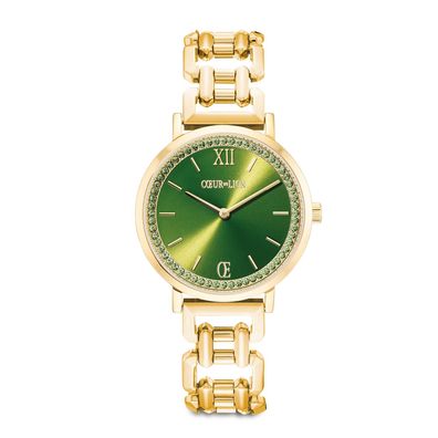 Coeur de Lion Damen Uhr 7652/74-1605 Rund Sparkling Fabulous Green Statement Gold