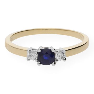 JuwelmaLux Ring bicolor 585er 14 Karat mit Saphir und Brillanten 0,11 ct. JL10-07-023