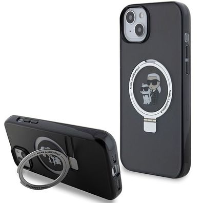 Hülle iPhone 15 Karl Lagerfeld aufstellbar Magsafe kompatibel schwarz