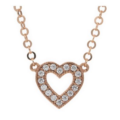 JuwelmaLux Halskette 925/000 Sterling Silber rosé vergoldet Herz mit Zirkonia JL16-05