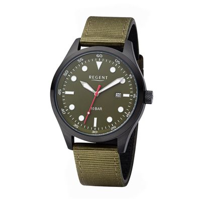Regent Herren Uhr BA-639 mit grünen Leder- und Textilband