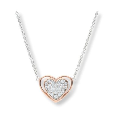JuwelmaLux Halskette 925/000 Sterling Silber roségold plattiert Herz mit Zirkonia JL0