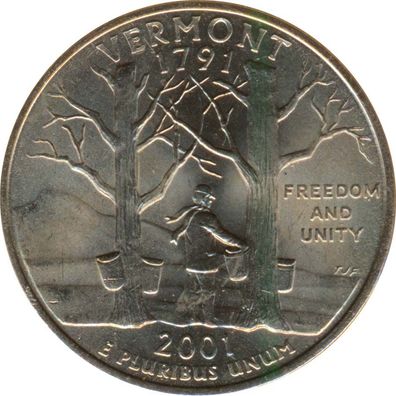 USA Quarter Dollar 2001 P Vermont*
