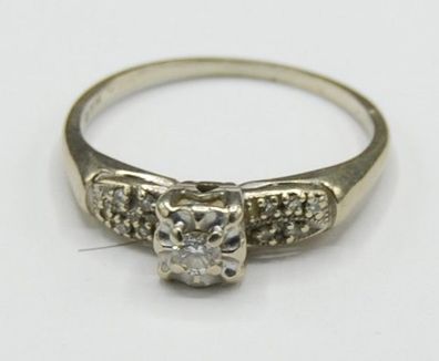 Weißgold Solitär Ring 11 x Diamant Brillant 750 Gold