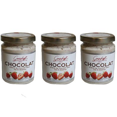 Grashoff Chocolat Blanc Erdbeeren aus weißer Schokolade 250ml 3er Pack