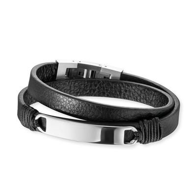 Save Brave Armband SBB-MASON-BK Leder schwarz mit Gravur Platte