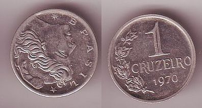 1 Cruzeiro Stahl Münze Brasilien 1970 (109380)