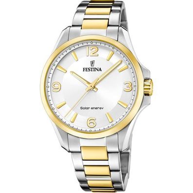 Festina Herren Uhr Petite F20657/1 Solar, Edelstahl bicolor