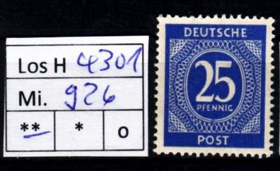 Los H4301: Alliierte Besetzung - Gemeinschaftsausgaben Mi. 926 * *