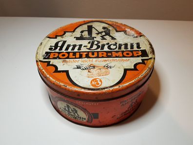 Große Alte Blechdose 1950 Am-Bronn Politur-Mop Steinbach Malsh & Ambron Original