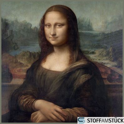 Stoff Kissen Panel Kunstleder Mona Lisa 45 cm x 45 cm digital bedruckt da Vinci