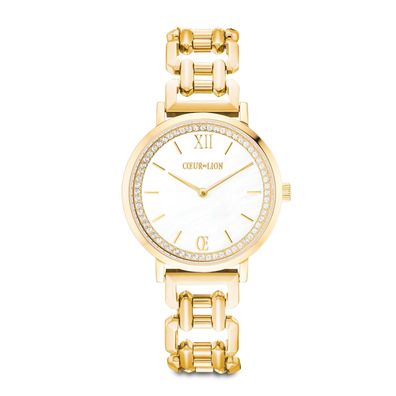 Coeur de Lion Damen Uhr 7652/74-1643 Rund Sparkling Perlmutt Statement Gold