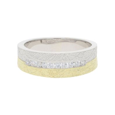 JuwelmaLux Ring 925/000 Sterling Silber bicolor mit synth. Zirkonia JL20-07-1040