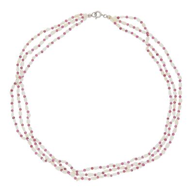 JuwelmaLux Perlenkette 925/000 Sterling Silber mit Süßwasserzuchtperle und Granat JL3