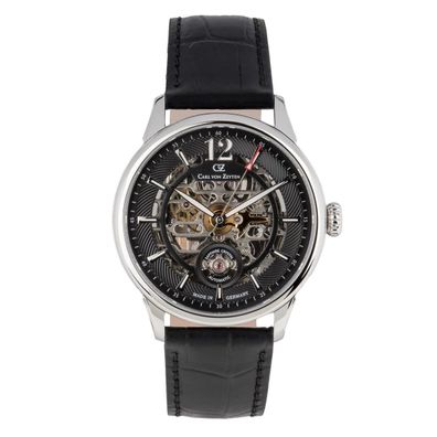 Carl von Zeyten Herren Uhr CVZ0080BKS Automatik, Leder schwarz