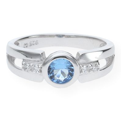JuwelmaLux Ring 925er Sterling Silber synth. Zirkonia blau JL10-07-0948