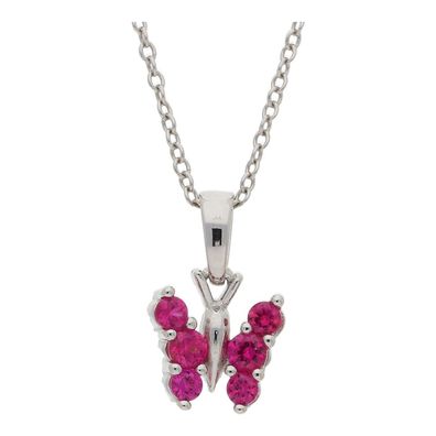JuwelmaLux Kinder Anhänger 925/000 Sterling Silber Schmetterling mit pink Zirkonia JL
