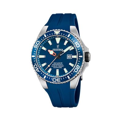 Festina Herren Uhr Diver F20664/1 Silikon Armband, Blau
